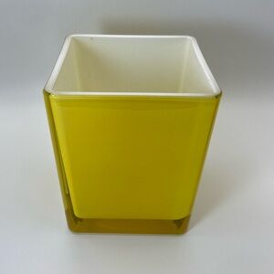 Vintage Teleflora yellow, square vase / planter / candle holder.